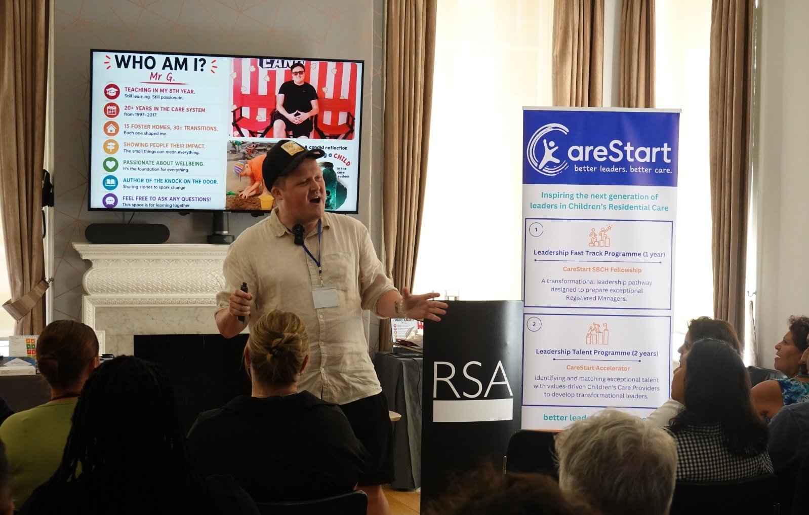 Sam Gardner presenting at the CareStart SBCH Fellowship launch