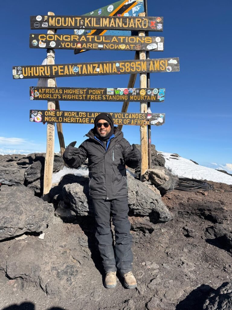 Abs at the summit of Mount Kilimanjaro